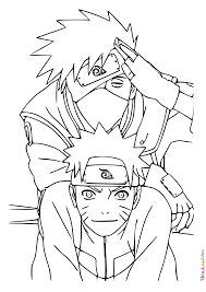 Coloriage de Naruto et Kakashi à imprimer avec Tête à modeler