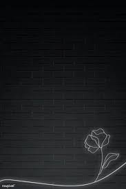 Download Premium Vector Of Neon Lights Flower On Black Brick Wall Vector Black Brick Wall Black Brick Brick Wall