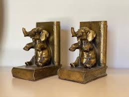 These bookends add a colorful, whimsical touch to any children's room or book shelf. Sold Price Pair Vintage Brass Elephant Bookends June 1 0120 4 00 Pm Edt