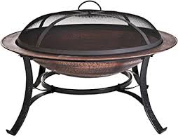 The 30 outdoor round wood burning fire pit with concrete baseweighs 44.2 lbs. Amazon Com Cobraco Fb6132 30 Inch Round Cast Iron Copper Finish Fire Pit With Screen And Cover Garden Outdoor