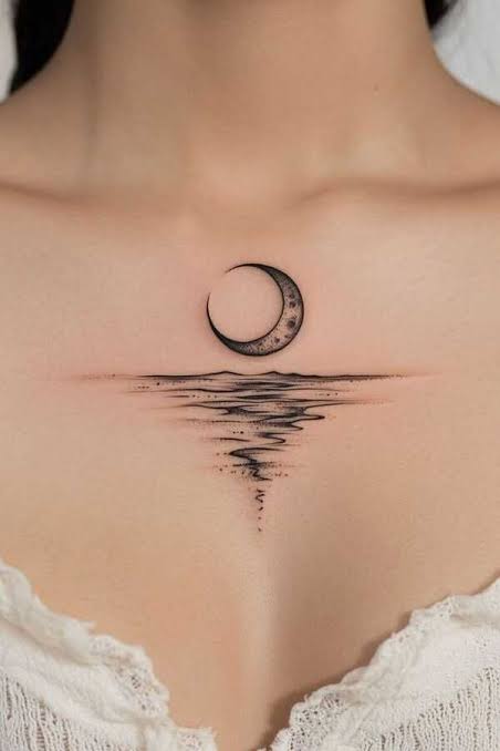 Sternum Tattoo Accentuating the Alluring Curves of Your Body