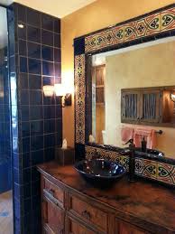 Mirror Accent To Coordinate The Wall And Shower Tile This Was Sent To Us By A Client Spanish Style Bathrooms Mexican Home Decor Bathroom Styling