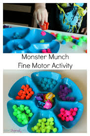 Construction truck alphabet matching activity for toddlers. Monster Munch Fine Motor Activity