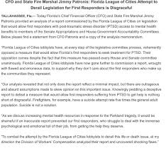 Suite 1100, chicago, il 60601. Jimmy Patronis On Twitter The Florida League Of Cities Attempts To Derail Legislation For First Responders Suffering From Ptsd Is Disgraceful My Statement Below And The Full Memo Here Https T Co Rdm3o4wnfi Https T Co 0u4mvegmod