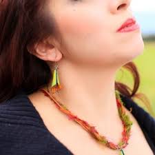 Copper Enamel Flower Earrings