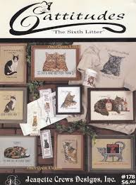 .brand:jeanette crews designs original artist: Cattitudes The Sixth Litter Jeanette Crews Cross Stitch Pattern Booklet 178 Ebay Cat Cross Stitch Pattern Cross Stitch Patterns Cat Cross Stitch