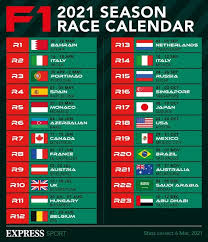 2021 fia formula one world championship™ race calendar. F1 Calendar Full Formula One Schedule For 2021 Including All 23 Grand Prix Race Dates F1 Sport Express Co Uk