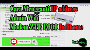Koneksi wan ke bras (broadband all of the default usernames and passwords for the zte zxhn f609 are listed admin. Cara Mengganti Ip Lan Address Admin Wifi Modem Zte F609 Indihome Youtube