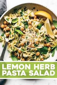 Lemon Herb Pasta Salad With Marinated Chickpeas Pinch Of Yum Recipe Lemon Herb Pasta Salad Pasta Dishes