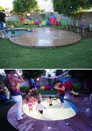 7 Built A Sprinkler Playground In The Backyard Backyard Playground Backyard For Kids Large Backyard Landscaping