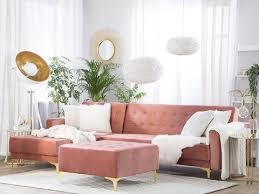 Right Hand Velvet Corner Sofa With Ottoman Pink Aberdeen Corner Sofa With Ottoman Corner Sofa Velvet Corner Sofa