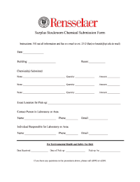 Small class sizes and individual attention Fillable Online Rpi Surplus Stockroom Chemical Submission Form Rpi Fax Email Print Pdffiller