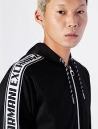Track jacket by armani exchange. Armani Exchange Logo Tape Hooded Sweatshirt Track Top For Men A X Online Store