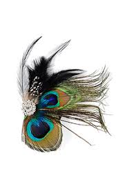 Consigue con el mundo colección de plumas. Broche Horquilla De Pelo Con Plumas De Pavo 13x12cm