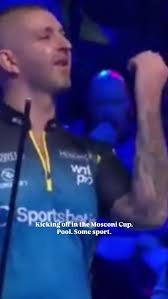 T95, we write about pool now. Aggro in the Mosconi Cup. Kicking off. Jayson  Shaw giving wanker signs to the crowd. Two different variations, fair play.  Before offering someone out in the car park. ...