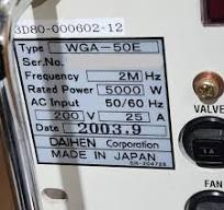 WGA-50E 3D80-000602-12,2MHZ 5KW RF POWER GENERATOR WORKING ...