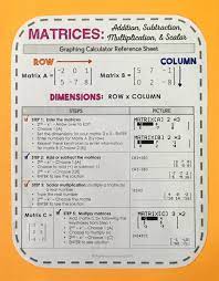Graphing Calculator Reference Sheet Operations With Matrices Matrices Math Algebra 2 Math Interactive Notebook