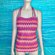 hula honey purple orange strappy tankini top xl nwt