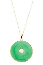 Green China Jade Necklace Gold Jade Pendant Jade Jewelry Jade Charm