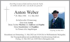 Traueranzeigen von Anton Weber