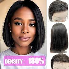 Amazon.com: Tresslove Peluca de cabello humano natural Bob, densidad del  180%, peluca de encaje frontal transparente HD de 13 x 4 para mujeres  negras, peluca corta estilo Bob. Pre depilada con abuelitos (