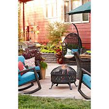 Shop Allen Roth Lawley Textured Black Steel Strap Seat Patio Rocking Chair At Lowes Com Outdoor Furniture Sets Patio Rocking Chairs Built In Cupboards