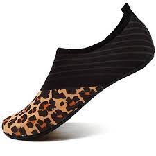 Vifuur Water Sports Shoes Barefoot Quick Dry Aqua Yoga Socks Slip On For Men Women Kids Splice Orange Leopard 38 3 Water Shoes For Kids Water Sport Shoes Shoes