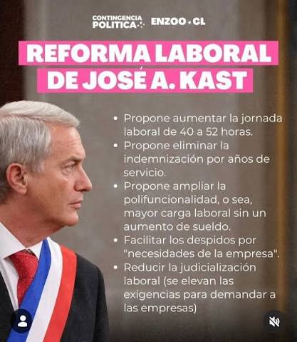 Ojo, que esto es lo que propone José A. Kast en su propuesta laboral.