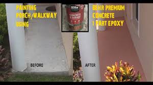 New crown molding for the porch, a doorbell, a new house number, door. Painting Concrete Porch Walkway Using Behr Concrete 1 Part Epoxy Youtube