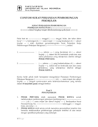 Contoh surat lamaran kerja di perusahaan umum ii. Contoh Surat Perjanjian Pemorongan Pekerjaan Fh Uii