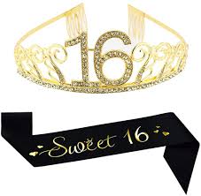 This member exclusive offer coupon will arrive in the crown rewards welcome email. Amazon Com 16th Birthday Gold Crown And Sash Black Glitter Satin Sash And Crystal Rhinestone Birthday Tiara For Happy 16th Birthday Party Supplies Favors Decorations 16th Birthday Cake Topper Clothing