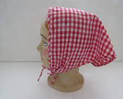1960s Triangle Head Scarf Kerchief Bandana Vintage Red Check T Scarf Beach Wear Head Cover Womens Summer Fashion Accessories Summer Fashion Accessories Head Scarf Beach Head Scarf