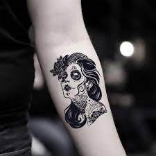 Tattoo art to choose from: Dia De Los Muertos Temporary Fake Tattoo Sticker Set Of 2 Amazon De Beauty
