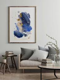 Blue Gold Abstract Printable Wall Art Modern Home Wall Decor Etsy Contemporary Wall Art Digital Art Prints Etsy Printable Art