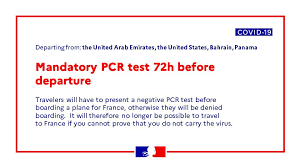 Laboratory and travel certificate provided. France Diplomacy Auf Twitter Covid19 Travelers Departing From The United Arab Emirates The United States Bahrain And Panama Must Present A Negative Pcr Test Completed Within 72 Hours Before Boarding A