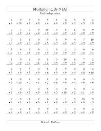 The Multiplying 1 To 10 By 9 A Math Worksheet From The M Multiplication Facts Worksheets Math Multiplication Worksheets Printable Multiplication Worksheets