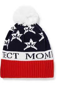 Perfect Moment Star Pompom Embellished Intarsia Wool Blend Beanie Net A Porter Com Wool Blend Beanie Perfect Moment