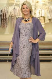 Elegant Mother Of The Bride Dress Gray Lace With Chiffon Jacket Custom Made In Clothing Shoes Accessories Lace Formal Dress Bride Clothes Tea Length Dresses