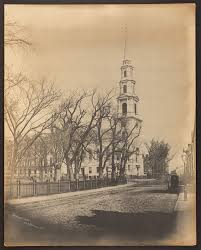The park street church can easily be missed if you're just walking and don't pay attention. View Of Boston Common And The Park Street Church From Tremont Street Historic New England