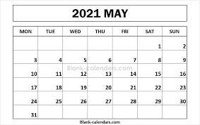 Printable May 2021 Calendar Monday Start In 2020 Printable Calendar Template 2021 Calendar Calendar Template