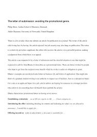 When you're applying for a job, a cover letter lets you show a personal side and demonstrate why hiring you is a smart decision. Pdf The Letter Of Submission Avoiding The Promotional Genre