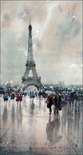 Dusan Djukaric Paris Watercolor 26x48 Cm Watercolorarts Aquarell Architektur Aquarellmalerei Aquarell Stadt