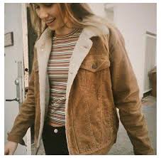 Fur Fleece Lined Shearling Corduroy Trucker Jacket Tan Sherpa Jacket White Fur Lined Corduory In 2020 Fur Lined Denim Jacket Jacket Outfit Women Denim Jacket Women