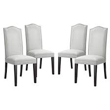 Your guests don't want to leave the table. Langria Modern Dining Chairs Faux Linen Upholstered Dining Room Chair Set High Back With Silver Nailhead Trims Arched Backrest Armless Design Comfortable Padded Cushion Set Of 4 Pale Grey Buy Online In Belize