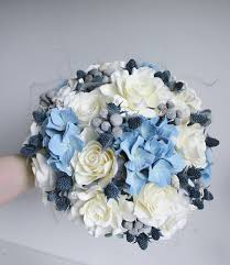 Deep purple anemones and lime green button mums make a striking combination for a summer wedding. Navy White Light Blue Wedding Bouquet Gardenias Rose Hydrangea Bridal Bouquet Tropical Beach Bridesmaid Flowers Nautical Bouquet Bridal Bouquet Blue Wedding Bouquet Navy Bridal Bouquet