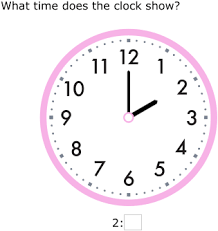 The clock is white with black accents, numbers, and hands. Ixl Read Clocks And Write Times Hour And Half Hour 2nd Grade Math