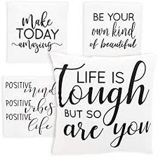 Amazon Com Juvale 4 Pack Decorative Motivational Quote Print Throw Pillow Case Covers 17 X 17 Inches Quote Prints Quote Throw Pillow Throw Pillow Case Covers