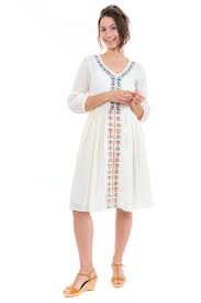 Robe Midi Ethnique Romantique Broderies Fz2993