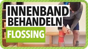 Das innere band zieht von der innenseite der oberschenkelrollen bis hinunter zum schienbeinkopf (tibiakopf). Innenband Knie Behandeln Mit Flossing Komplette Flossing Anleitung Fur Innenband Netztherapeuten Youtube