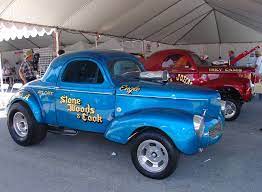 The stone, woods & cook supercharged willys gasser. Stone Woods Cook And Big John Mazmanian 41 Willys Gassers Hot Rods Cars Muscle Drag Cars Drag Racing Cars